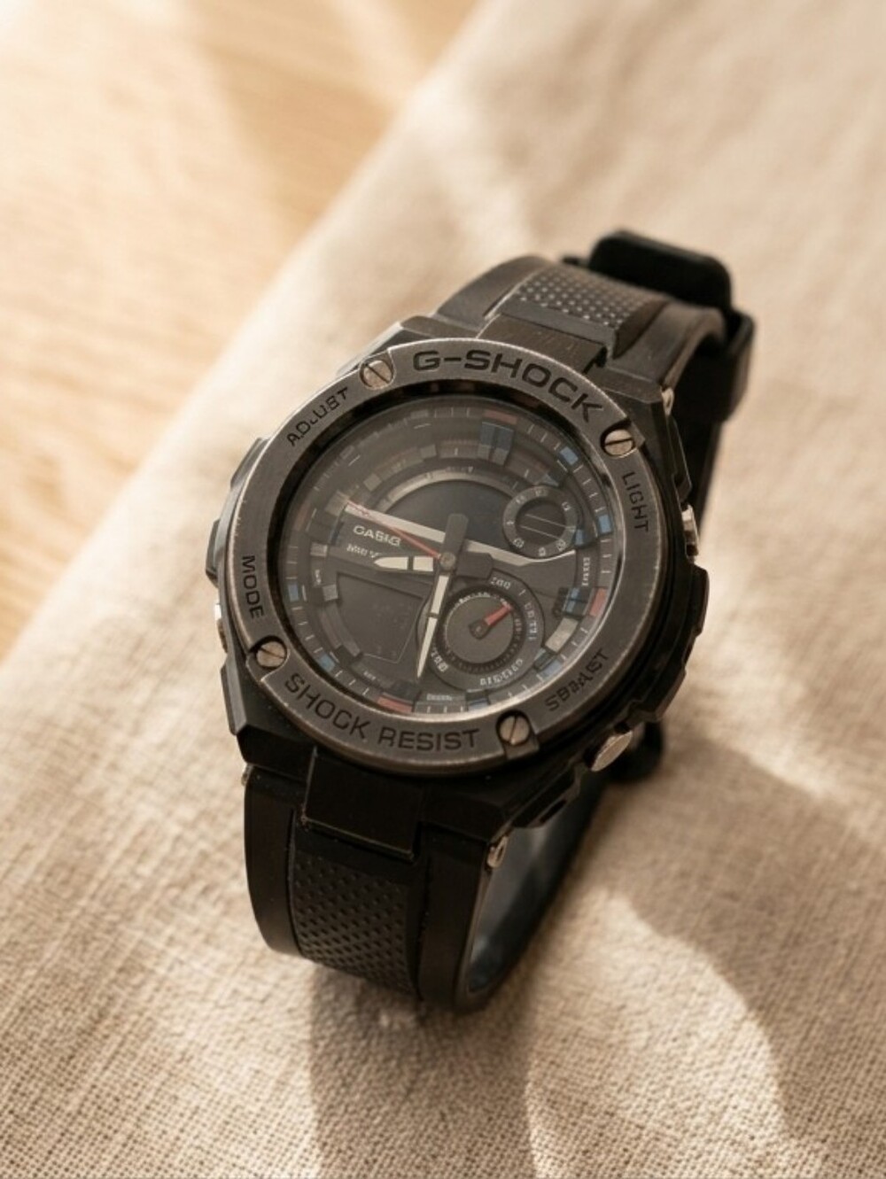 Casio G-Shock G-Steel Black Resin Anadigi Watch GST210B